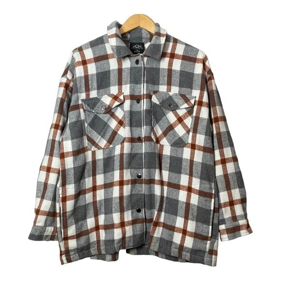 HFX Womens Shacket Flannel Plaid Jacket Pockets Large Oversized Fall Colors Snap - Picture 1 of 6